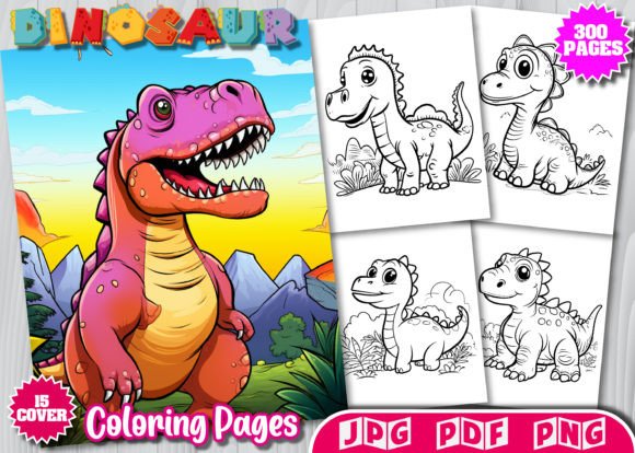 300 Cute Dinosaur Coloring Pages