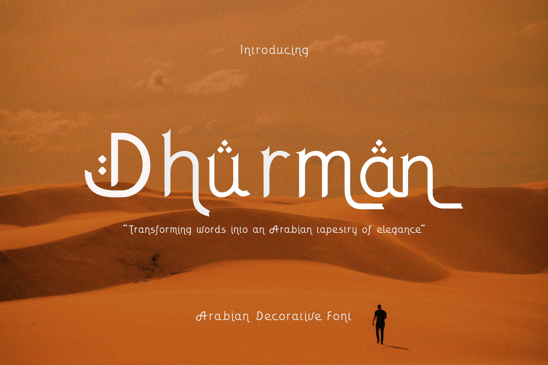 Dhurman preview, flowing decorative font with Arabic calligraphy influence