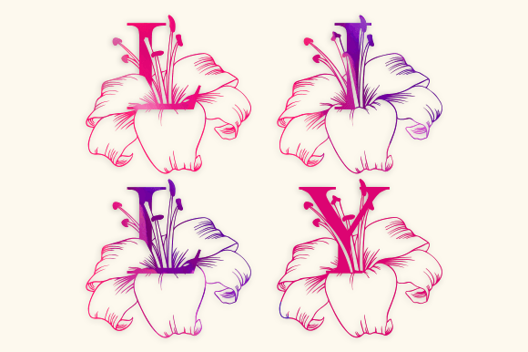 Flower Lily Monogram Font - Preview 3