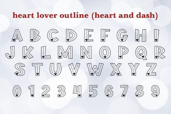 Heart Lover Outline Font PNG with transparent background - Preview 1