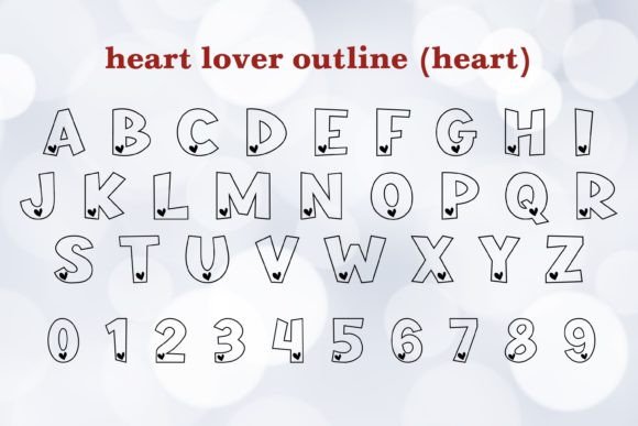 Heart Lover Outline Font PNG with transparent background - Preview 2