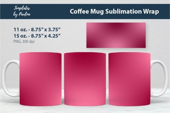 Hot Pink Red Coffee Mug Wrap Sublimation Graphics