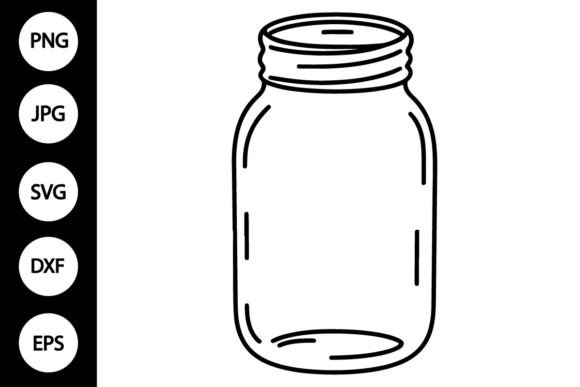 Outline Mason Jar SVG, Coloring Page Gráfico Artesanato Por MYDIGITALART13