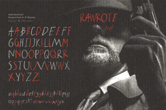 Rawrote Font PNG with transparent background - Preview 3