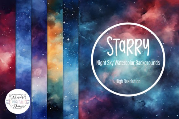 Starry Night Sky Watercolor Bundle