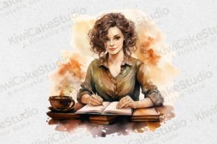 Watercolor Writer Clipart JPG Graphic by KiwiCakeStudio · Creative Fabrica