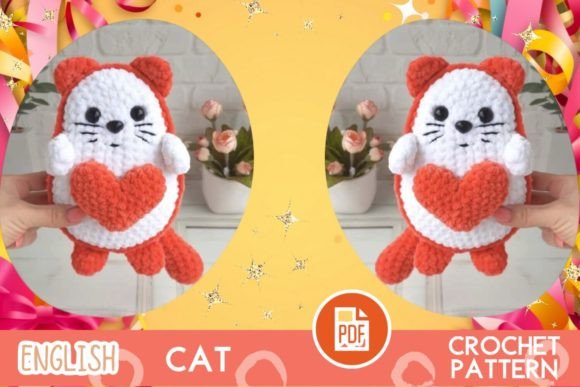 Crochet Cats & Heart / Toy Pattern PDF