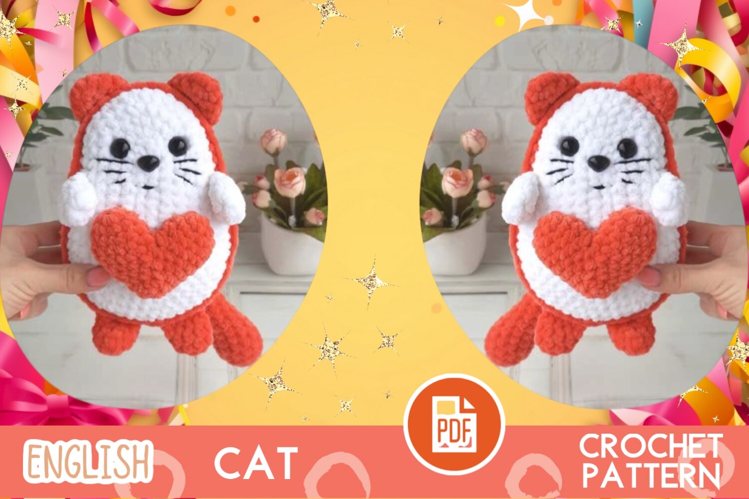Crochet Cats & Heart / Toy Pattern PDF