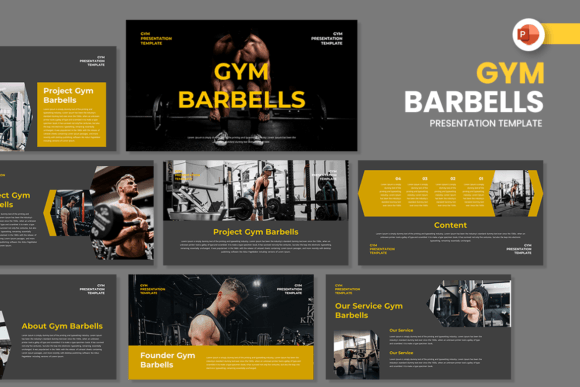 Preview of Gym Barbells - PowerPoint Template sports presentation template