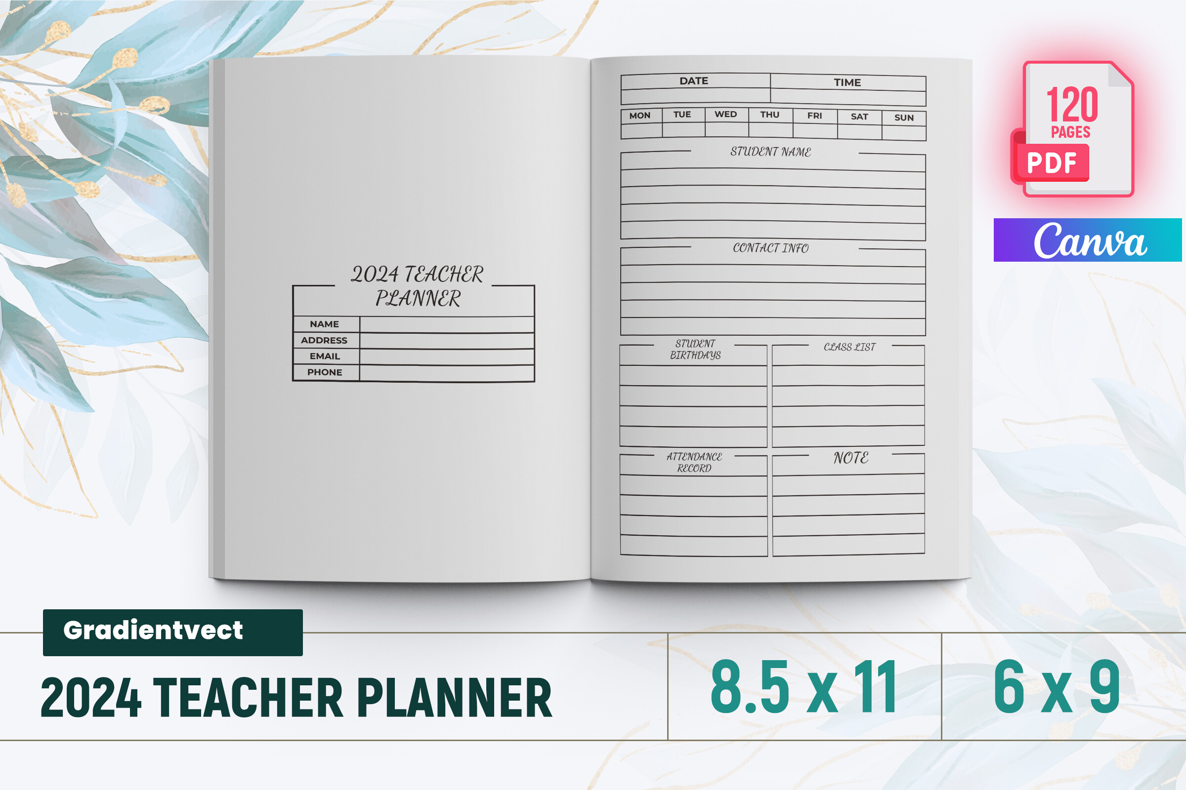 (KDP) 2024 Teacher Planner Canva Graphic by gradientvect · Creative Fabrica