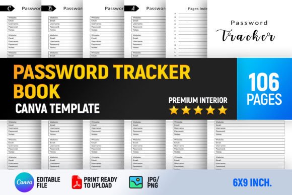Password Tracker Book Canva Template