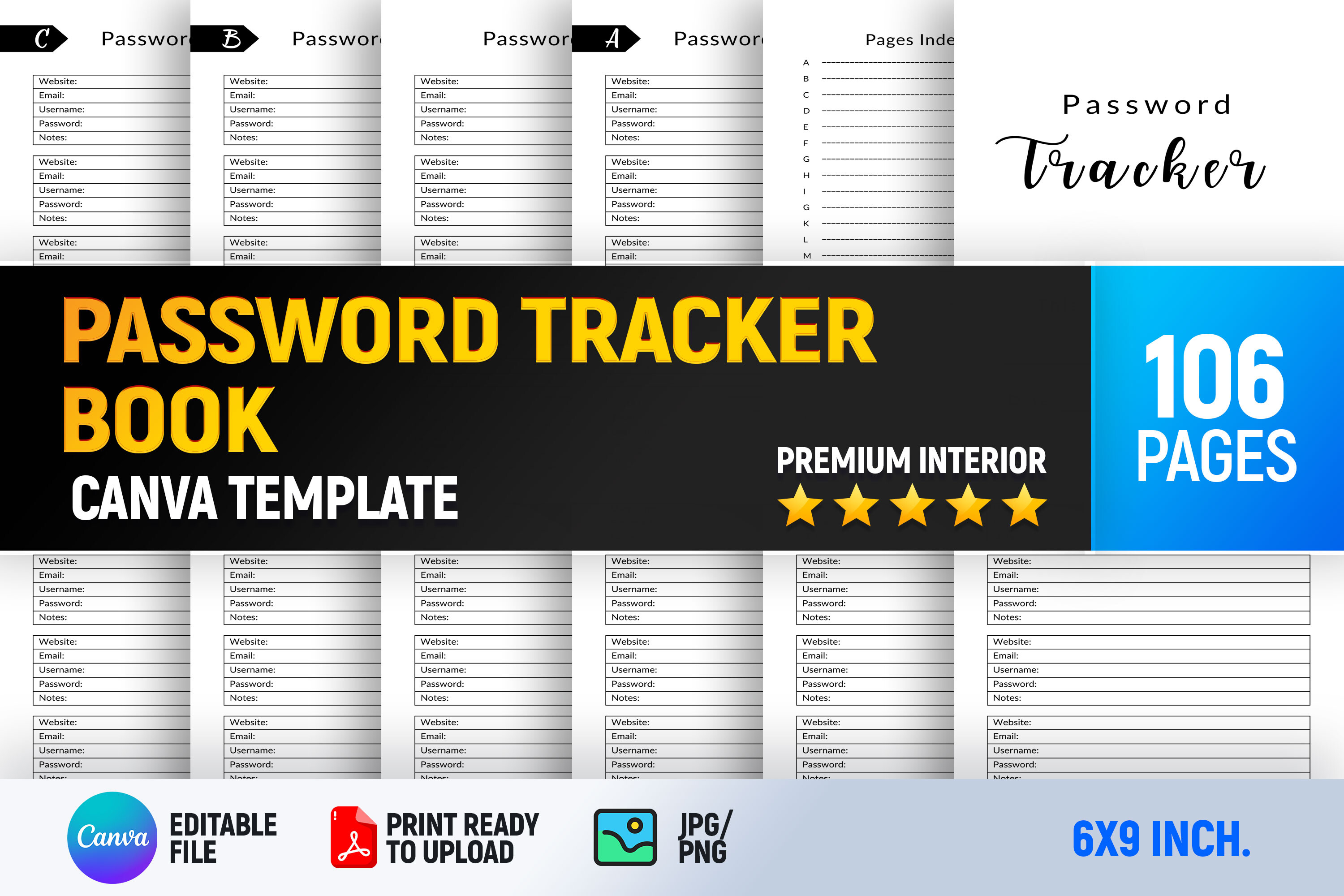 Password Tracker Book Canva Template Graphic by Interior Creative ...