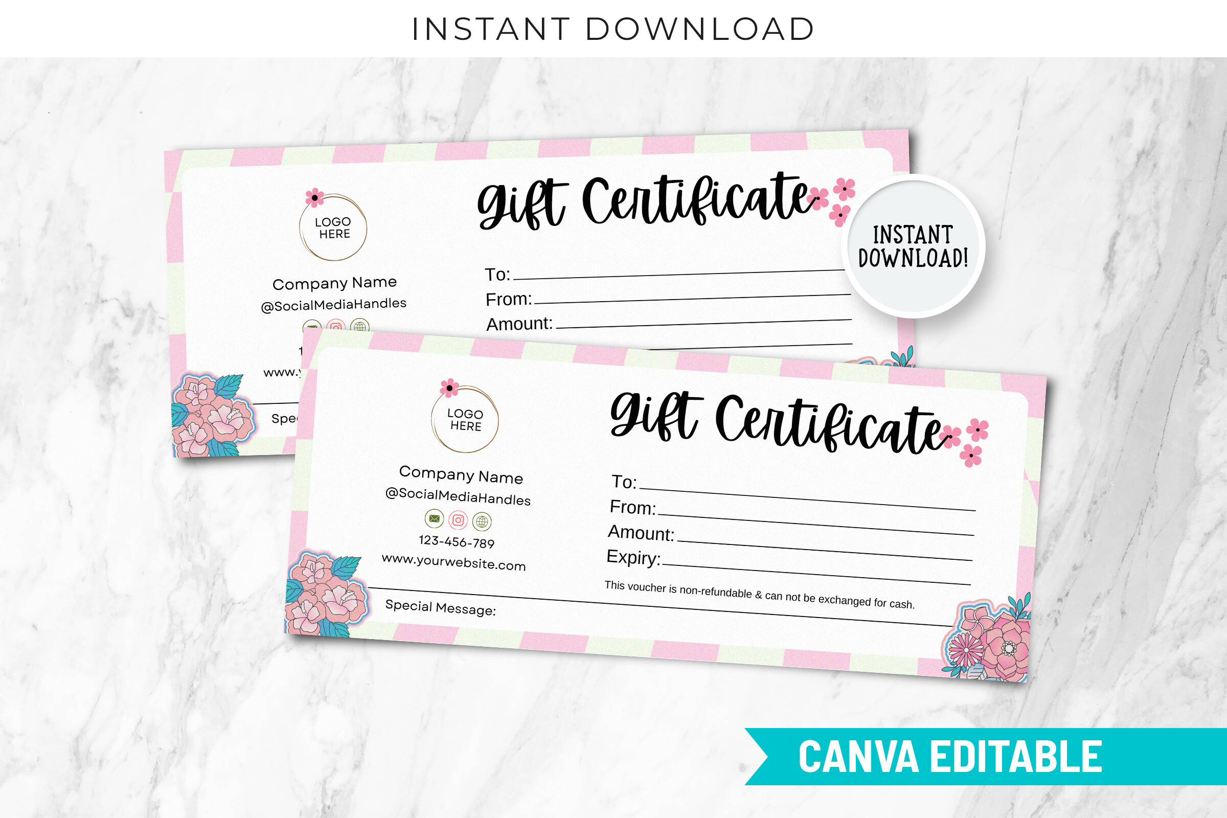 Retro Floral Gift Certificate Template