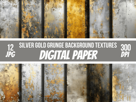 Silver & Gold Grunge Distressed Papers