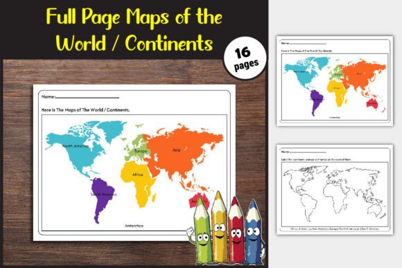 World & Continents Worksheets for K