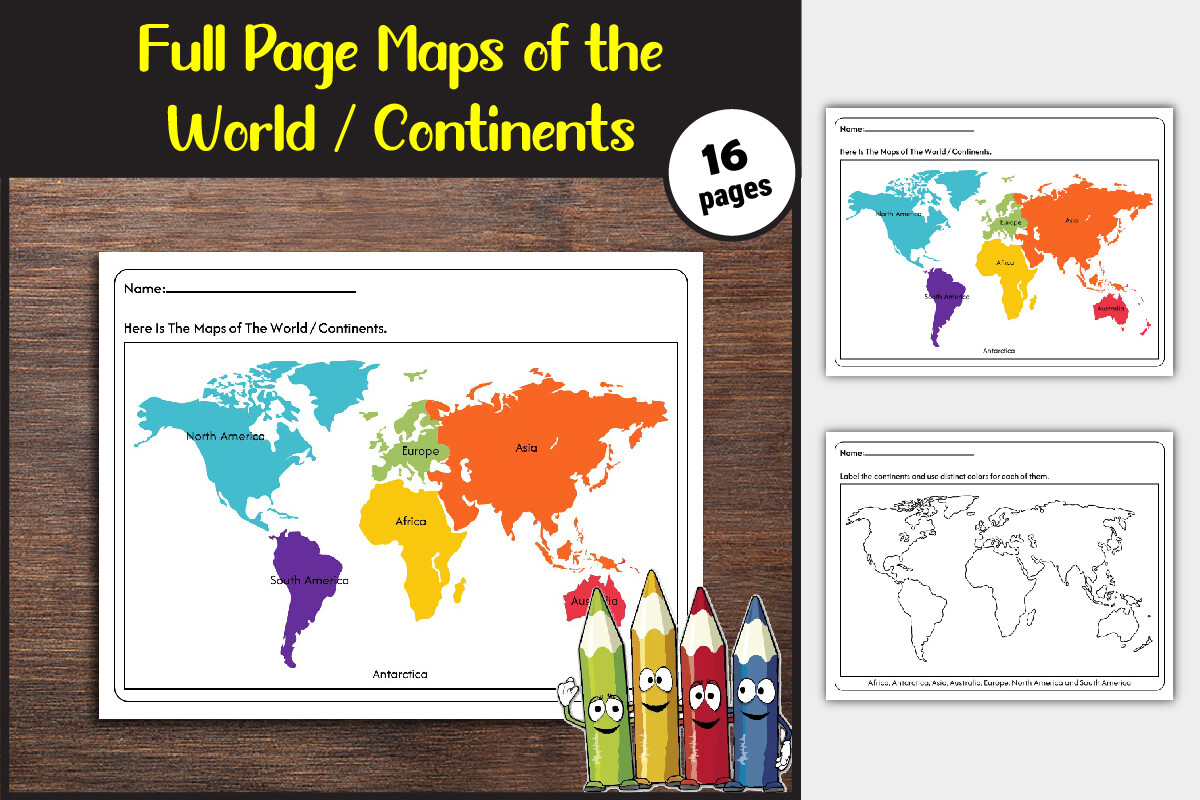 World & Continents Worksheets for K