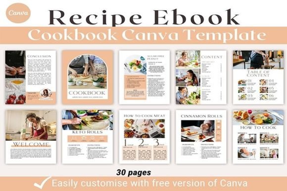 30 Pages Cookbook Template Canva