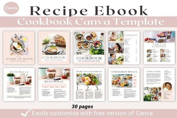 30 Pages Cookbook Template Canva