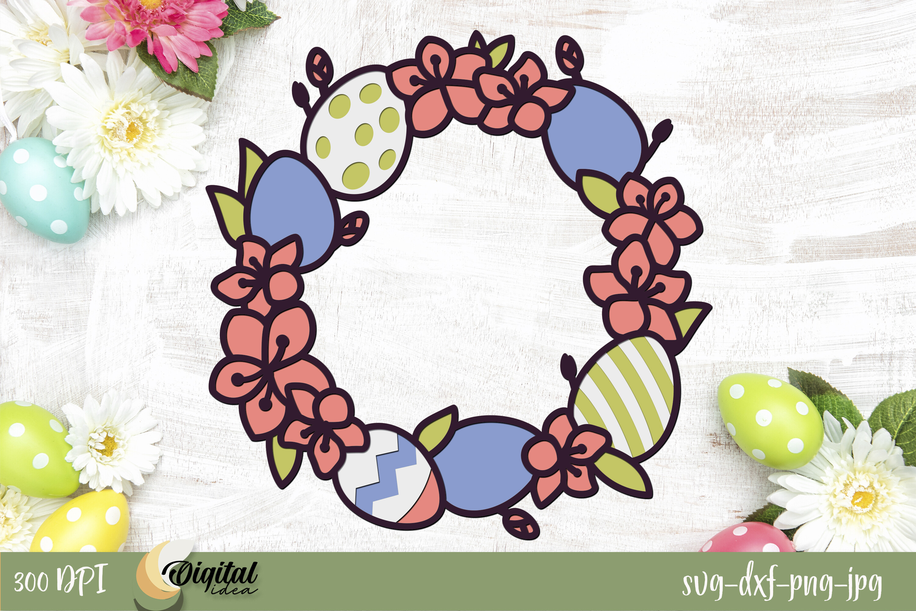3D Layered Easter Wreath Paper Cut SVG · Creative Fabrica
