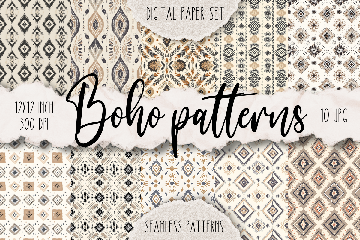 Boho Patters Seamless Digital Paper Pack Graphic by Cheerful Apple ...