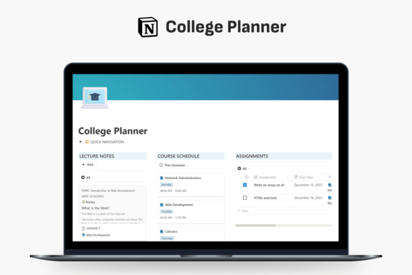 College Planner Notion Template