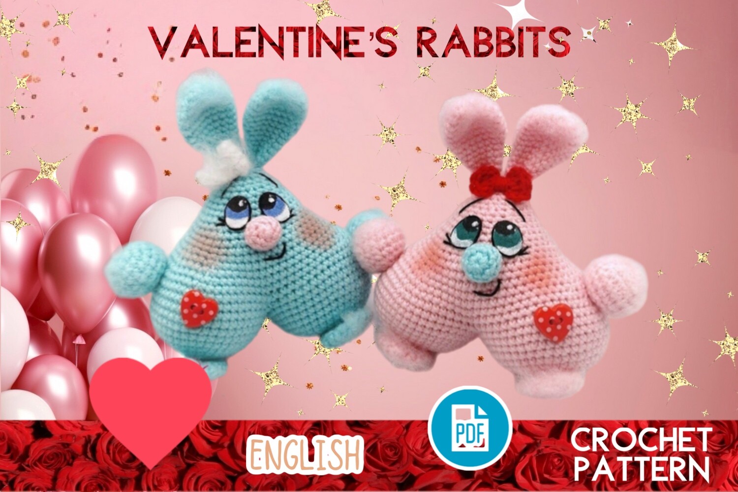 Crochet Valentines Rabbits / Valentines