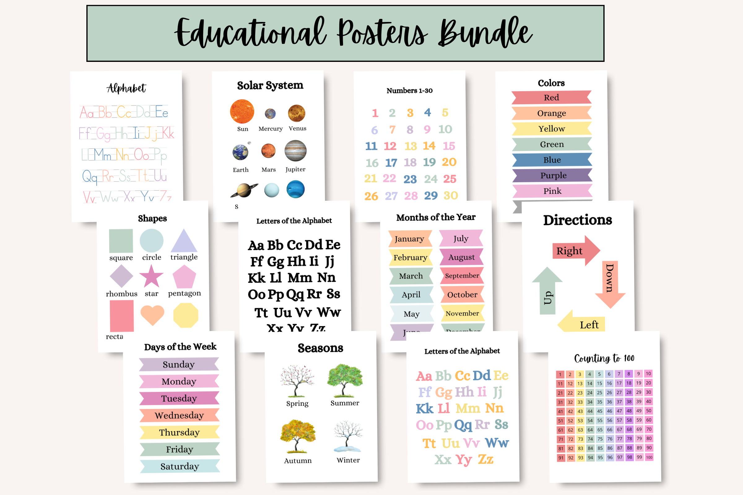 Educational Poster Bundle- 12 Posters