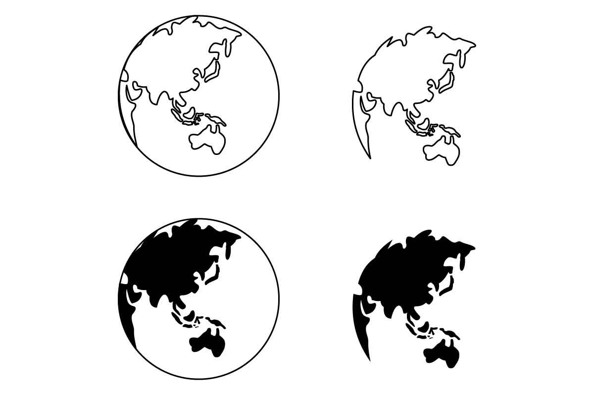 Globe Earth Icon Set in Line Style Graphic by enway · Creative Fabrica