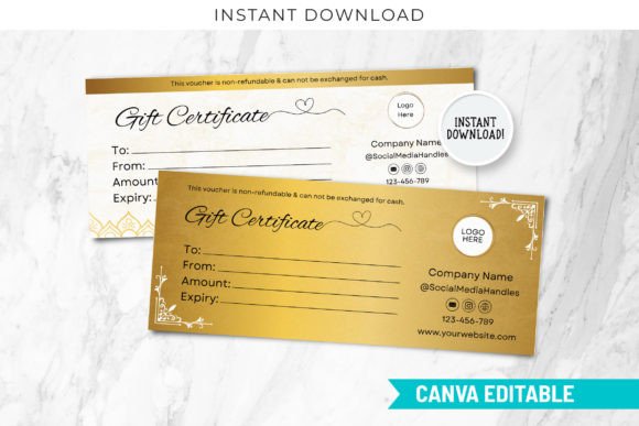 Gold Gift Certificate Template
