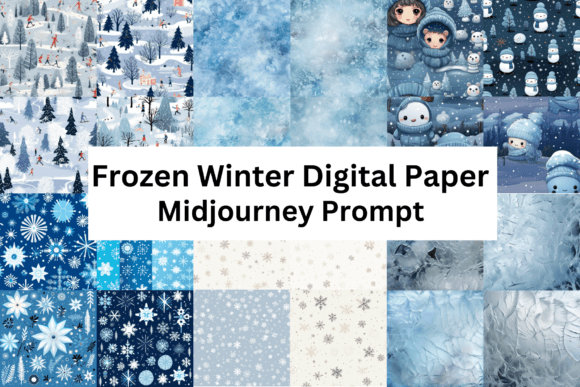 Prompt for Frozen Winter Digital Paper Graphic Crafts By Digital Delight