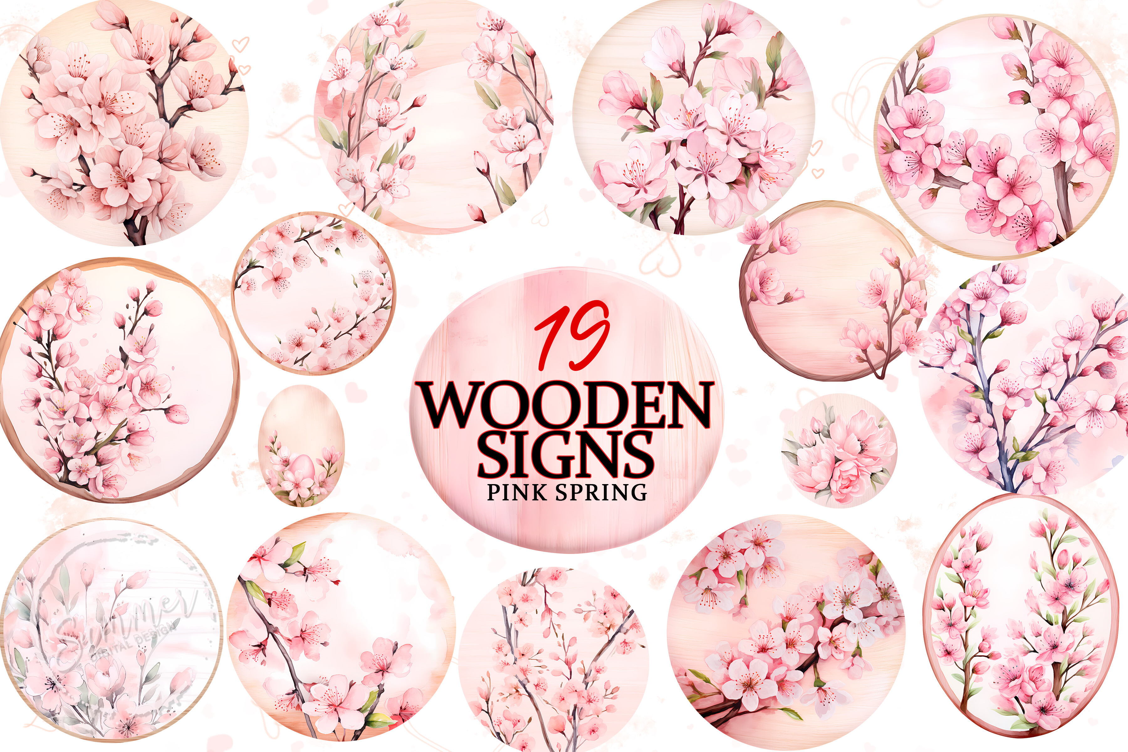 Wood Spring Graphics Spring Wooden Sign Clipart Watercolor Graphic by Summer Digital Design ...