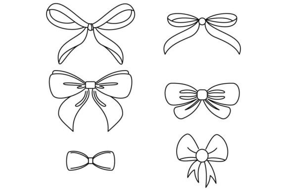 Decoration Ribbon Icon Set in Line Style