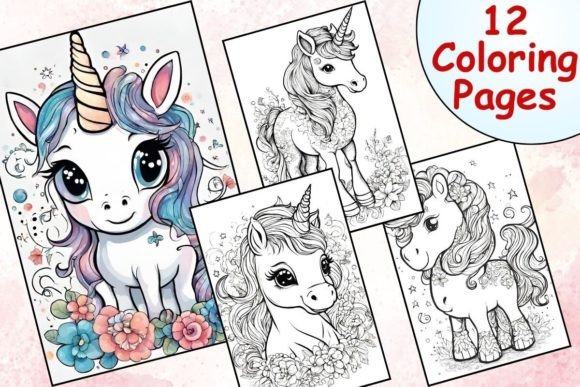 12 Cute Baby Unicorn Coloring Pages!