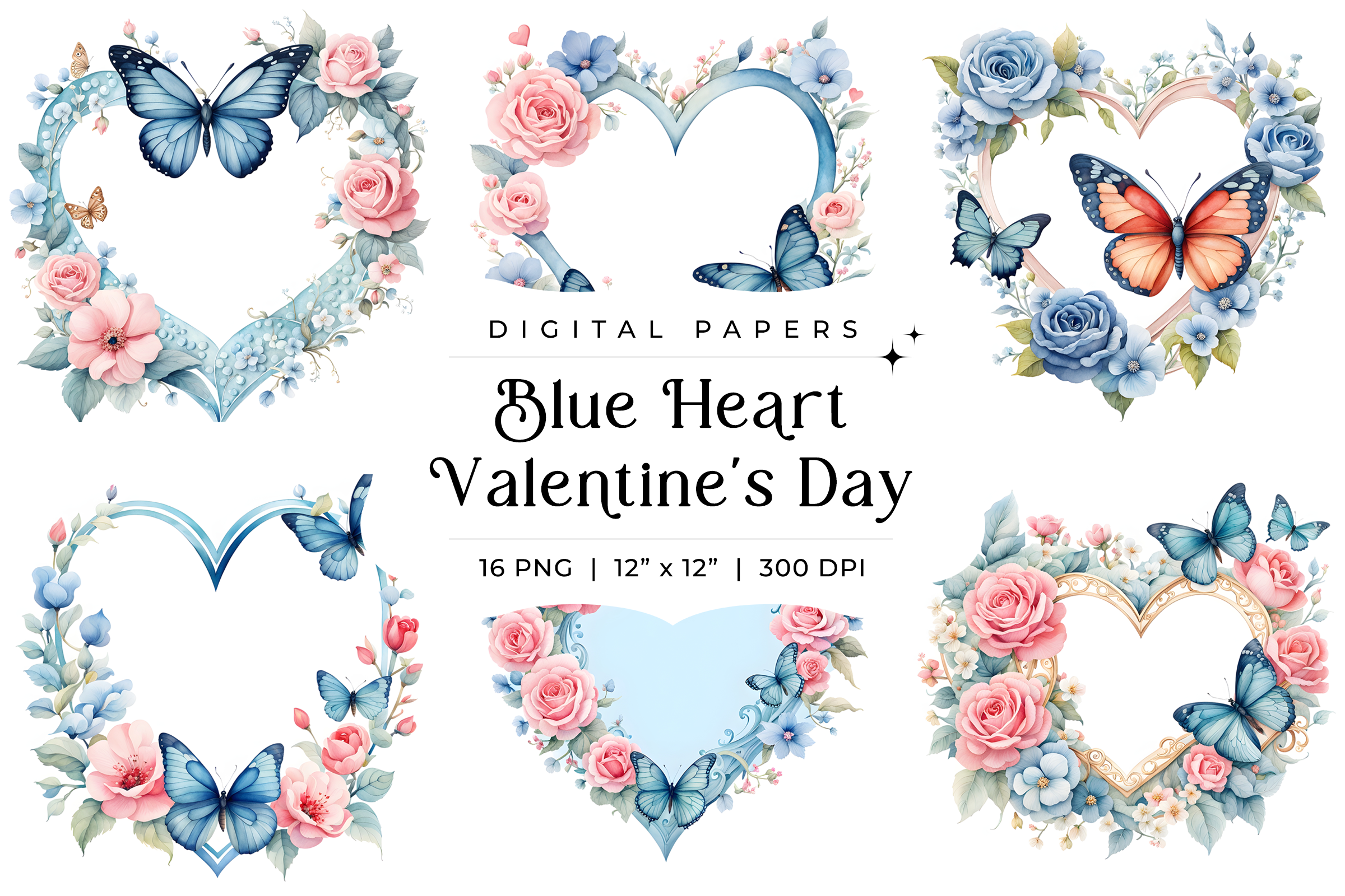 Blue Heart Valentine’s Day Background Graphic by Finiolla Design ...