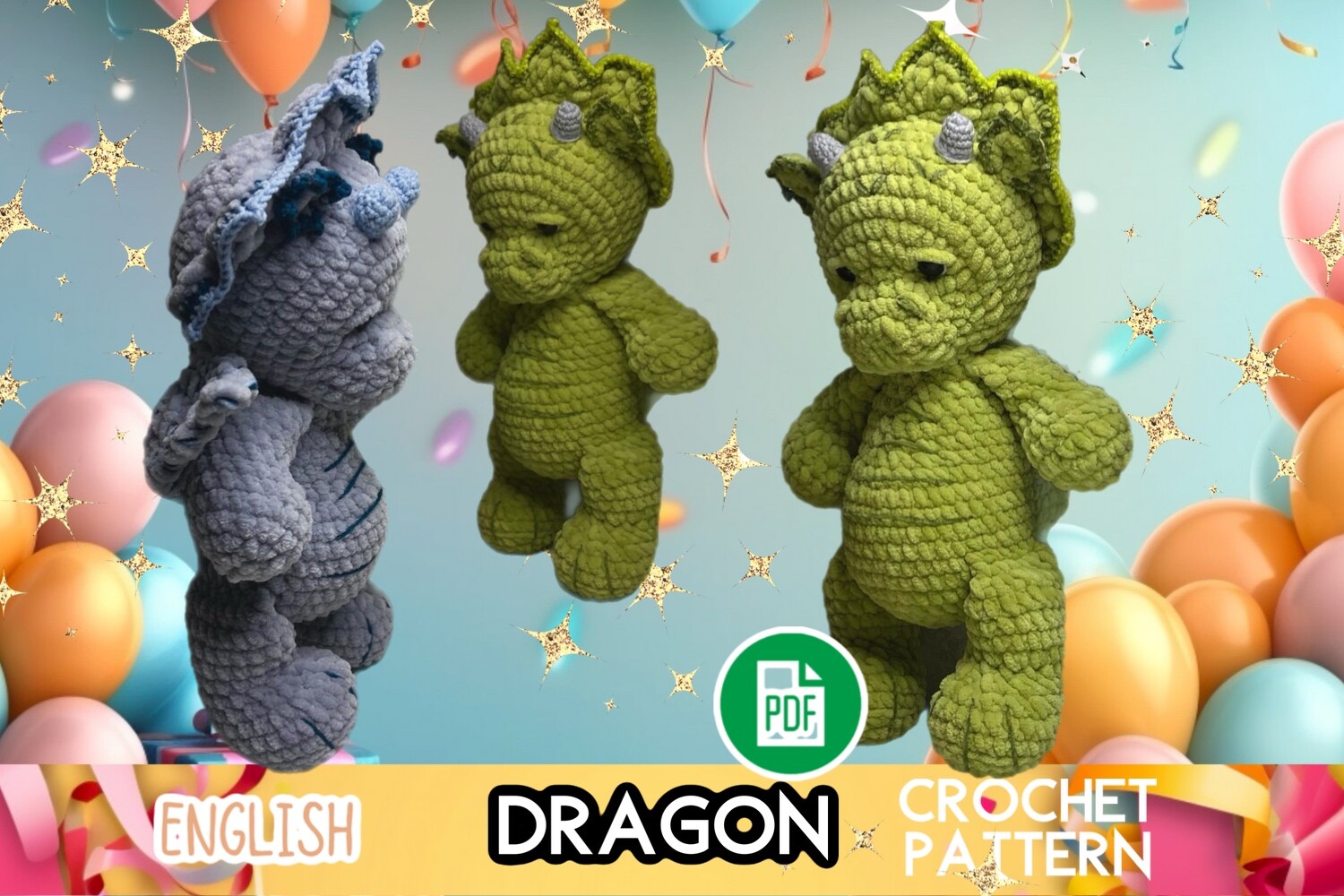 Crochet Dragon Toy Pattern PDF Amigurumi