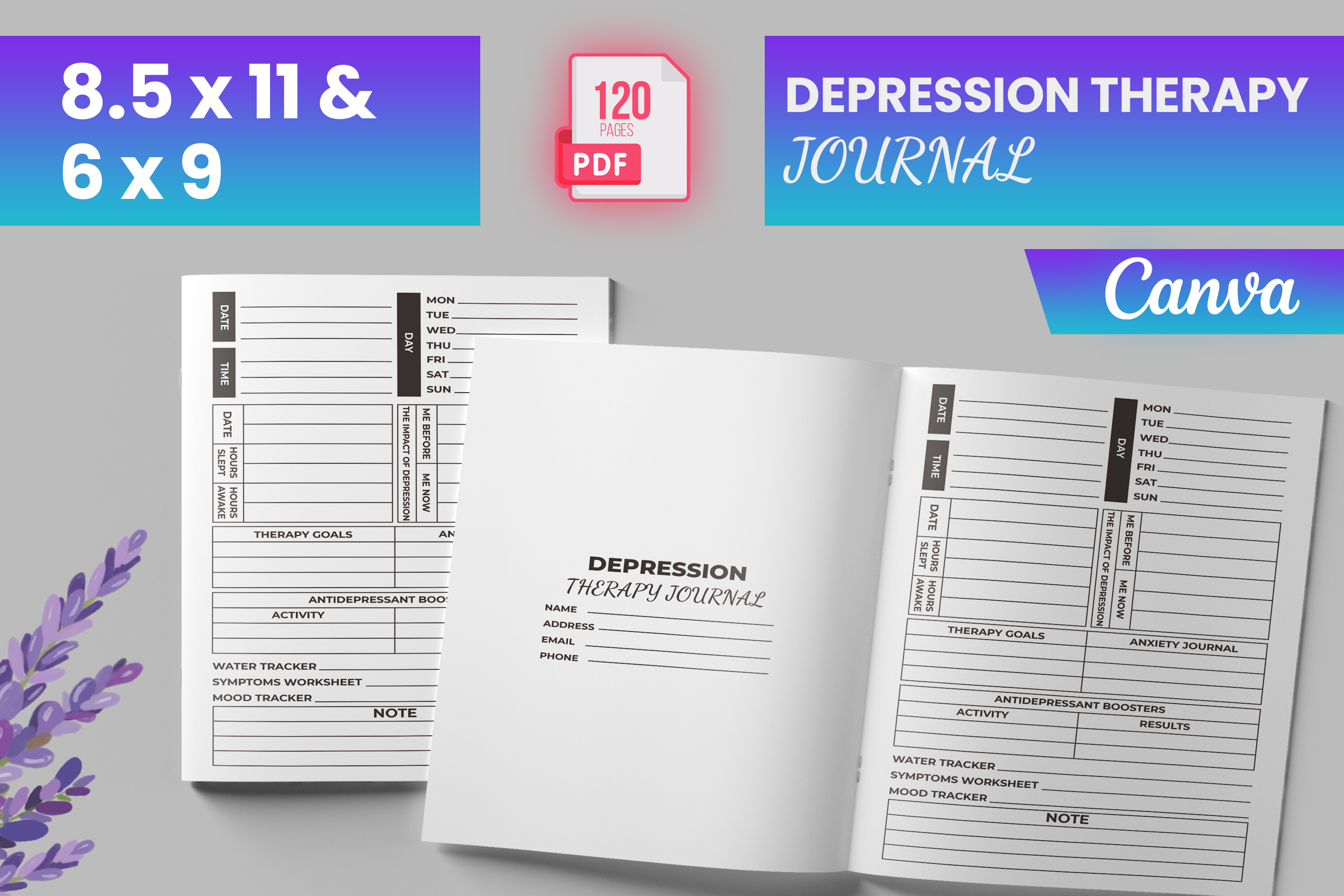 Depression Therapy Journal Canva (KDP) Graphic by Boss Designer ...