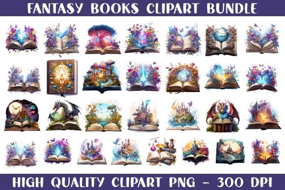 Fantasy Book Clipart Bundle Graphic by SVGDesignRocket · Creative Fabrica