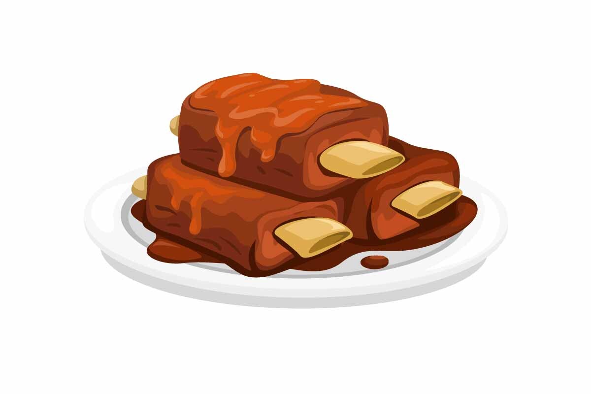 Grilled Beef Ribs Food Illustration