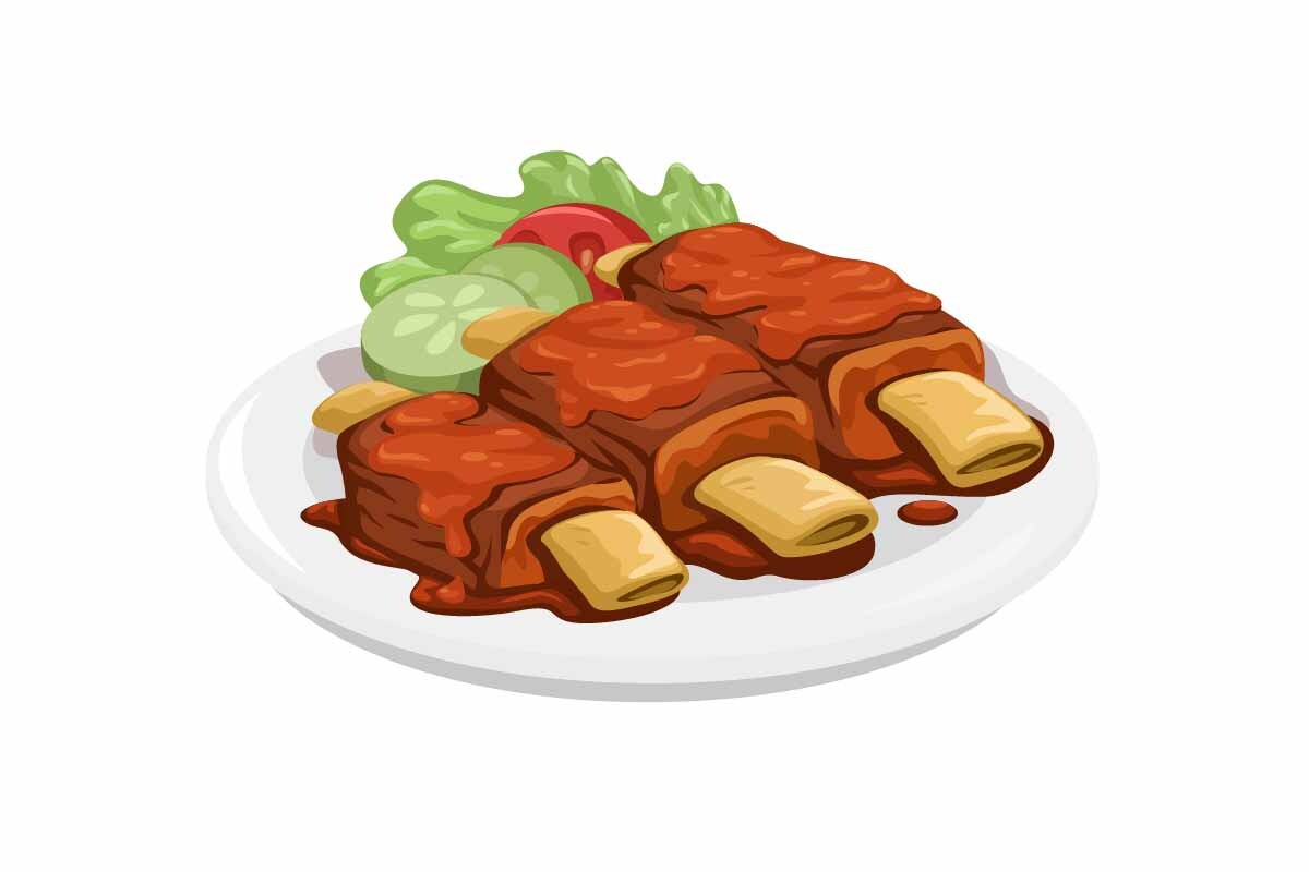 Grilled Ribs Bbq Food Illustration