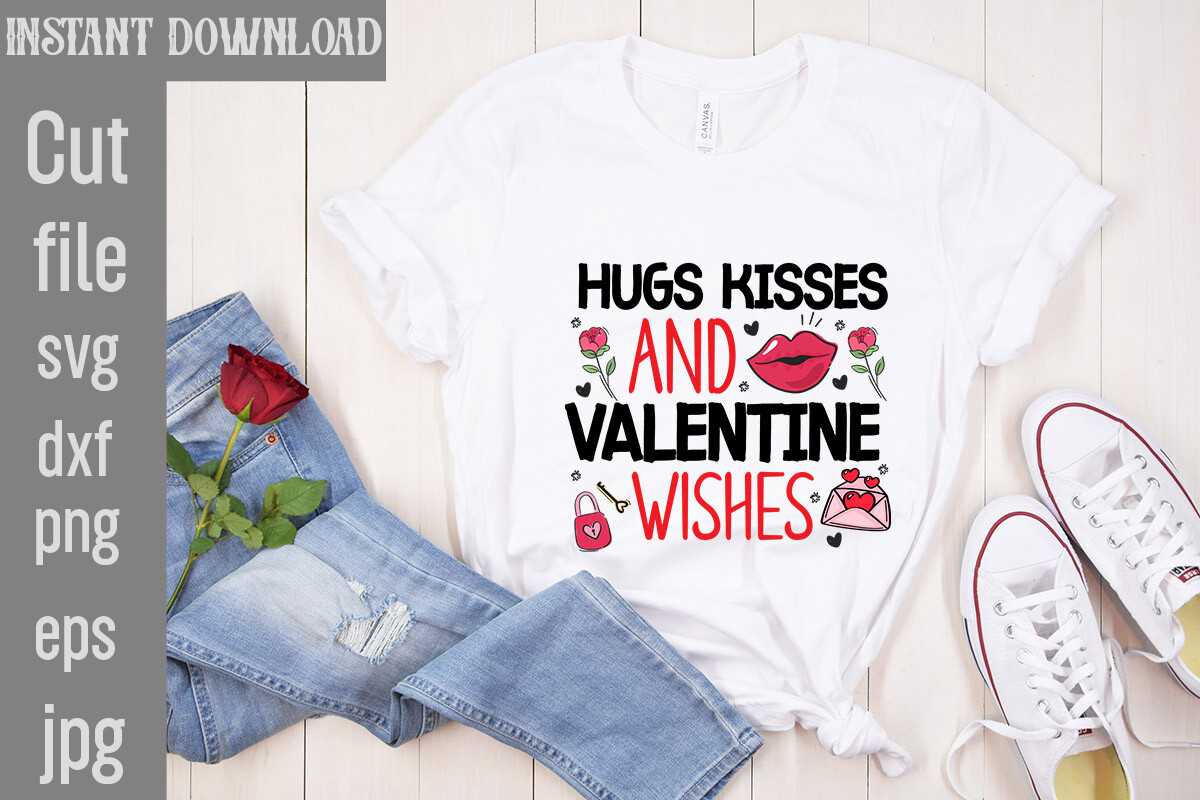 Hugs Kisses and Valentine Wishes SVG Cut Graphic by SimaCrafts ...