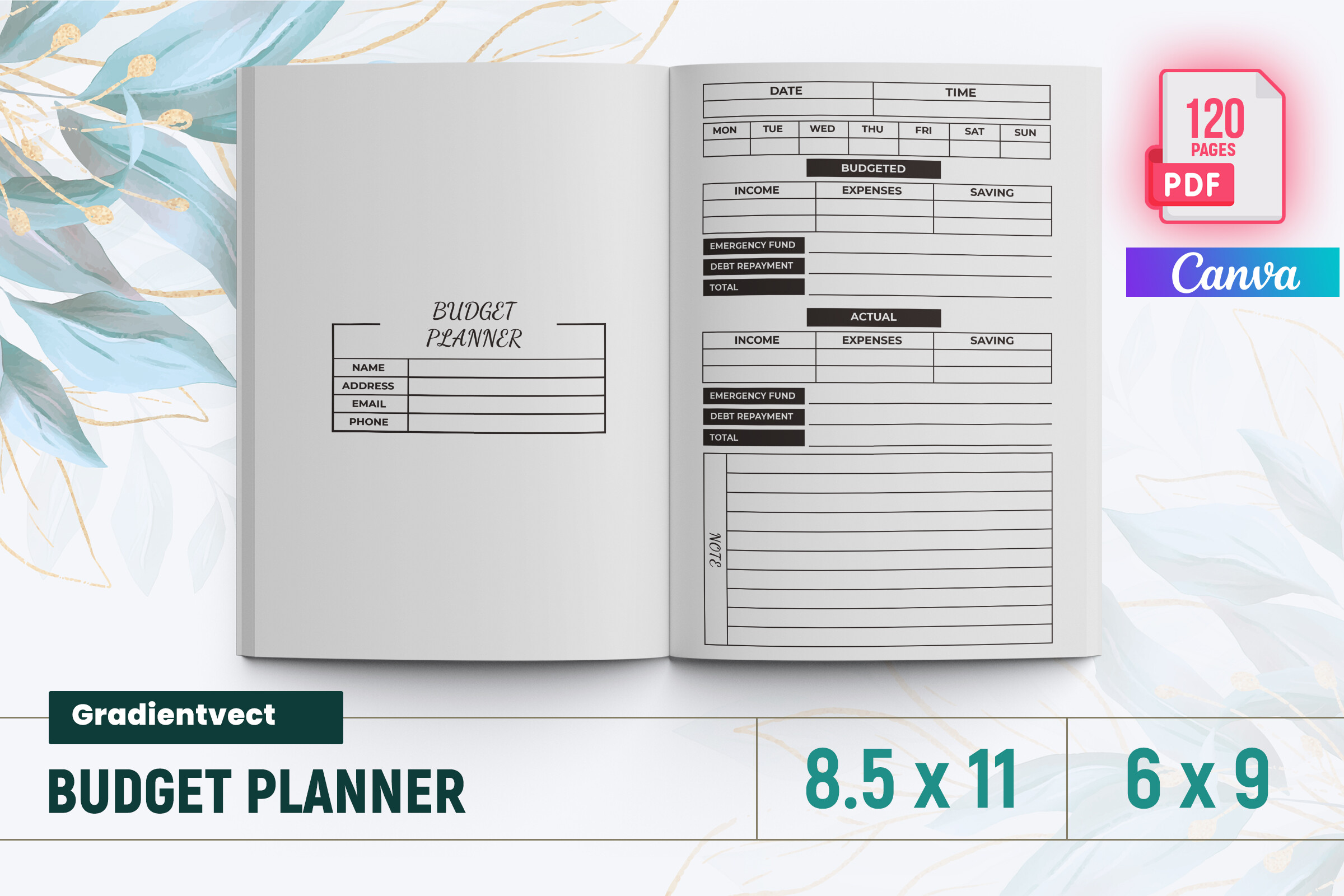 (KDP) Budget Planner Canva Graphic by gradientvect · Creative Fabrica