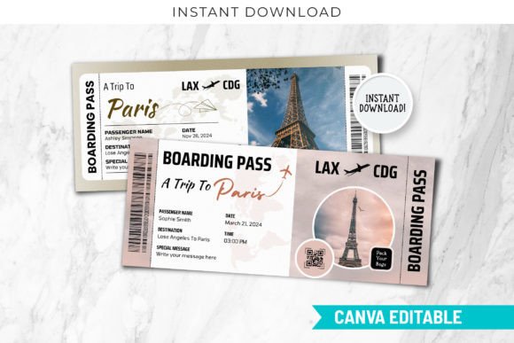 Paris Adventure Ticket Template Canva