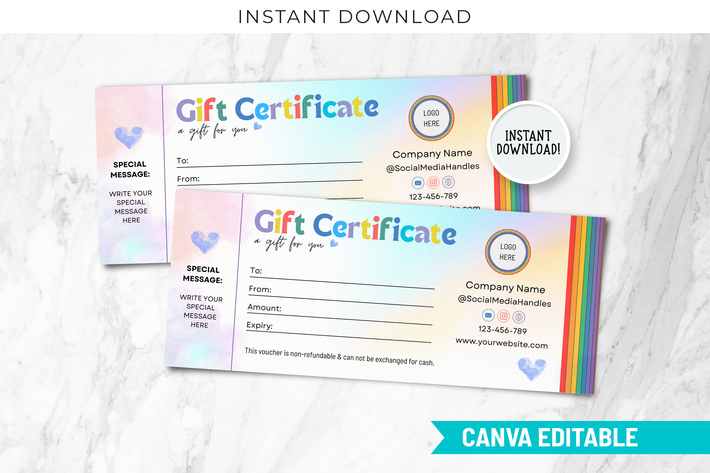 Rainbow Gift Certificate Template