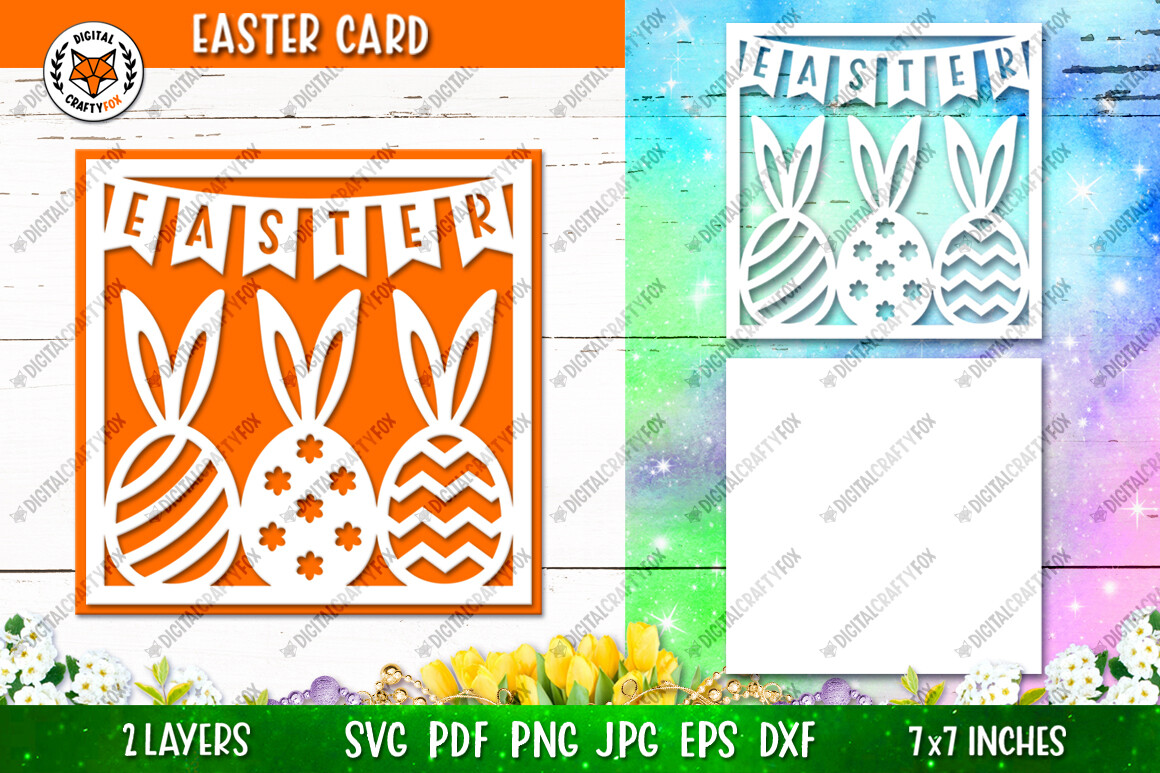 Easter Card SVG, Easter Egg Ears Card Graphic by Digital Craftyfox ...