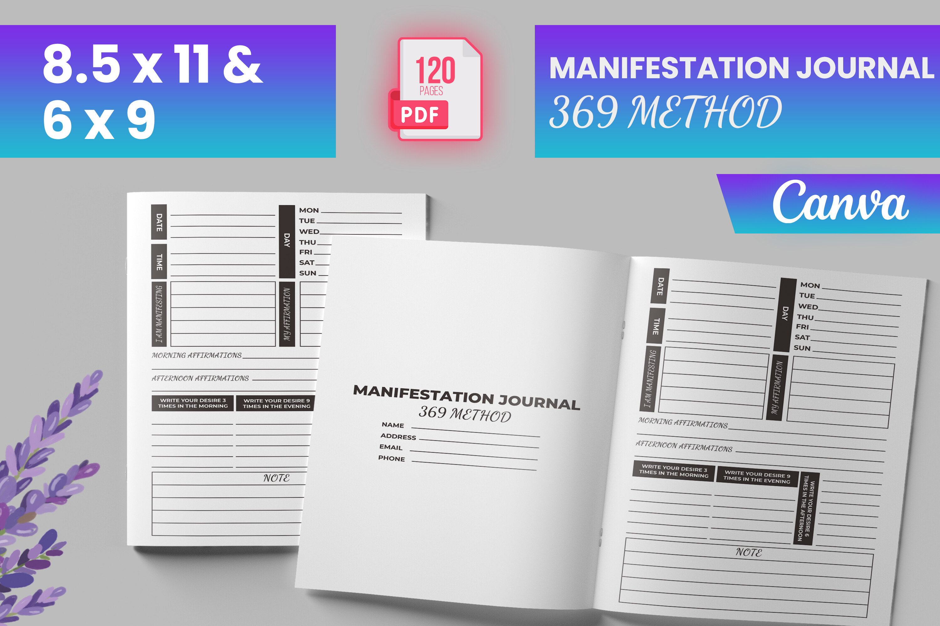 Manifestation Journal 369 Method Canva Graphic by Boss Designer ...