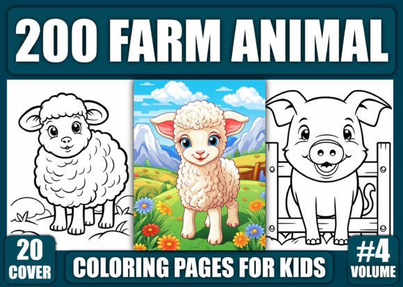 200 Cute Farm Animal Coloring Pages KDP