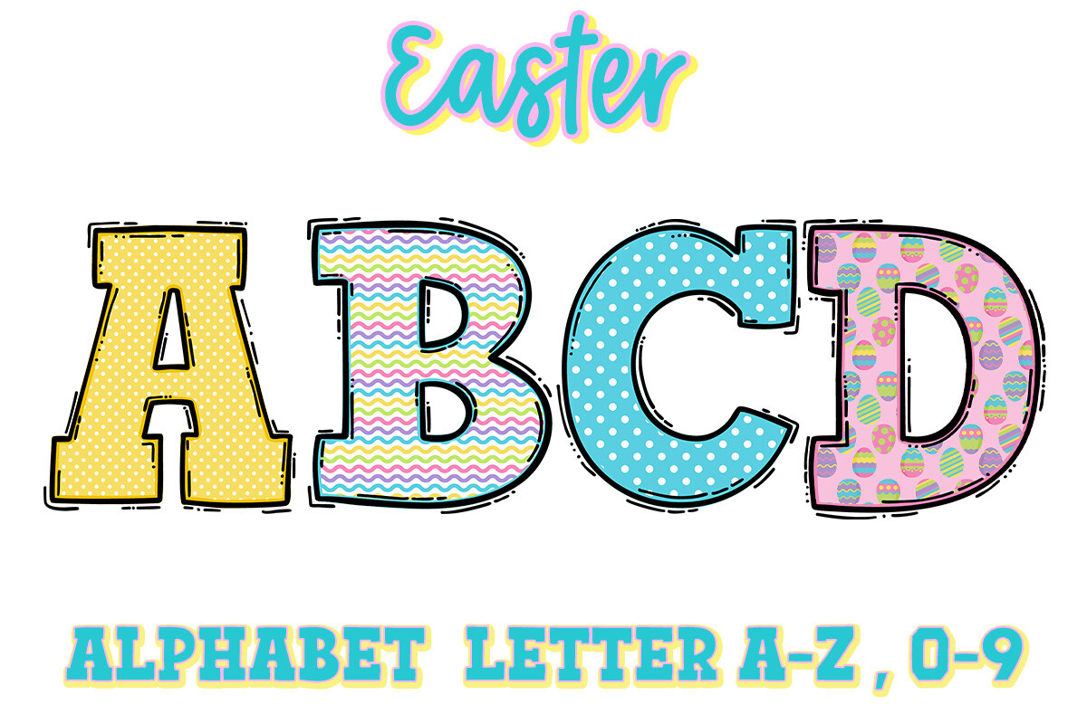 Easter Doodle Alphabet Letters Set Graphic by superdong_nu · Creative ...