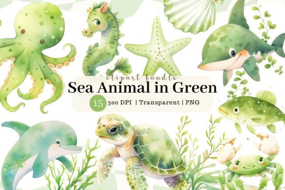Sea Animal Watercolor Clipart