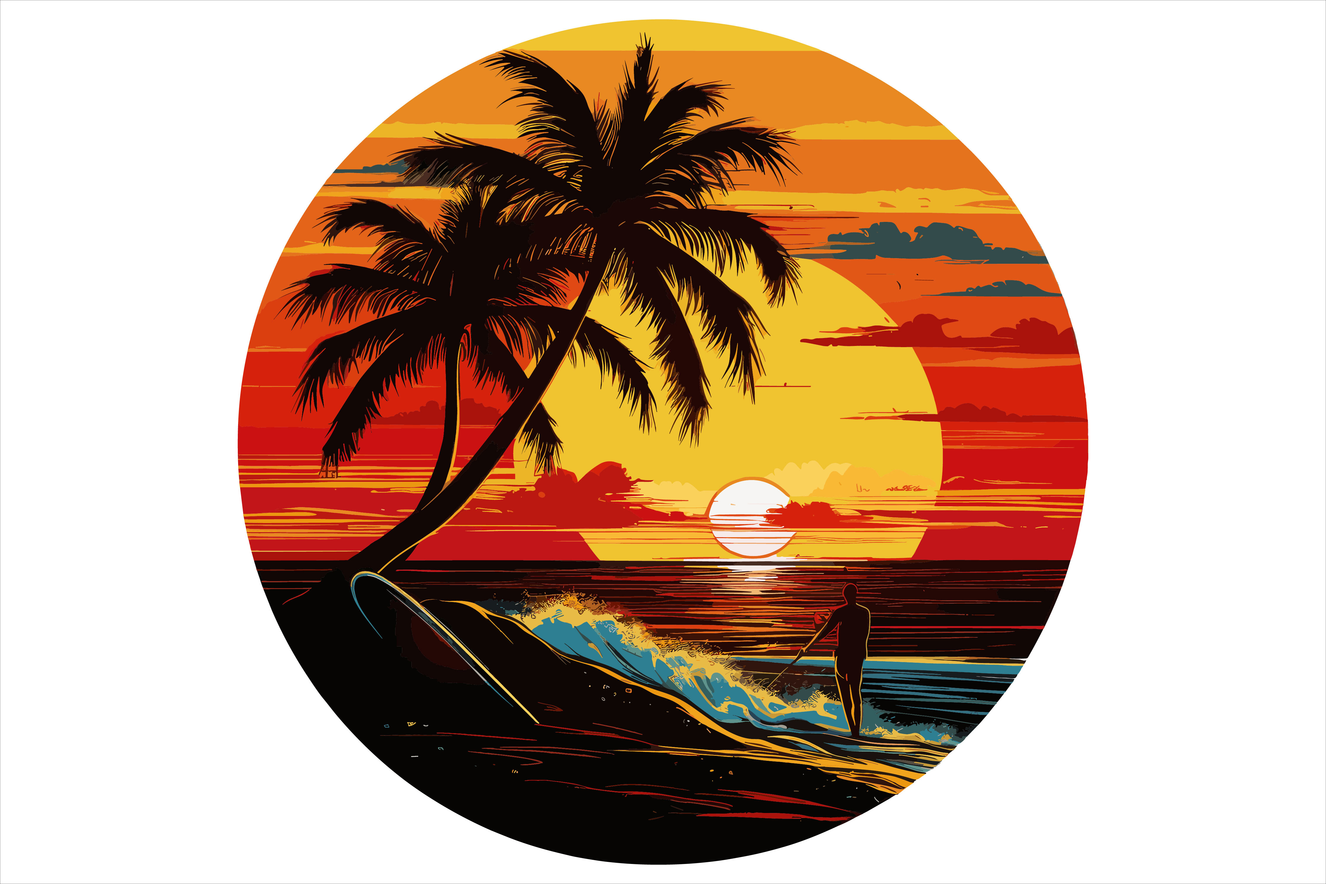 Sticker Sunset Sunset Beach Sticker Brush Vector Graphic by MD ABDUL MOMIN · Creative ...