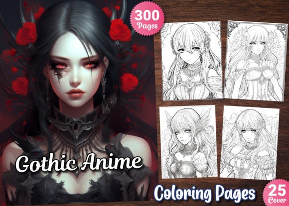 300 Gothic Anime Coloring Pages